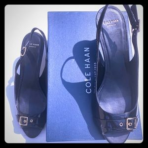Cole Haan Heel Patent Leather Open-toe Slingback